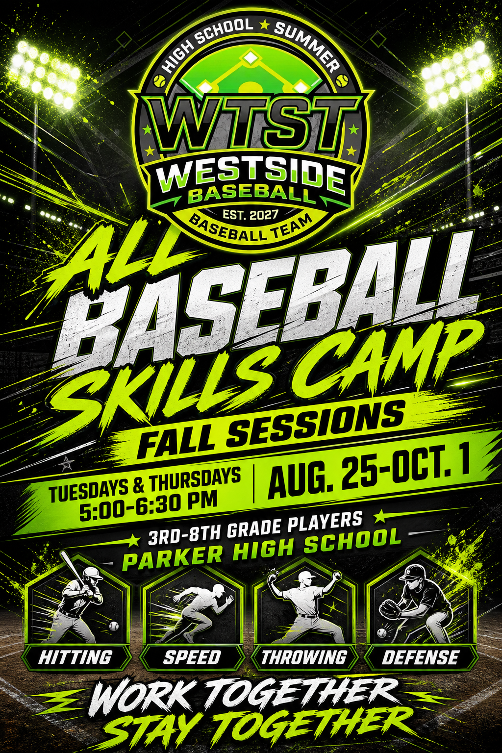 All Baseball Skills Camp Fall Sessions flyer